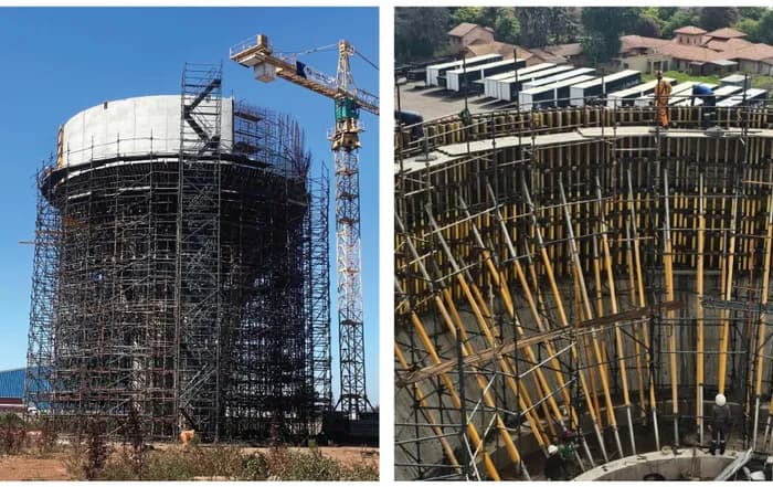 Formwork and reservoir construction in progress at Brixton